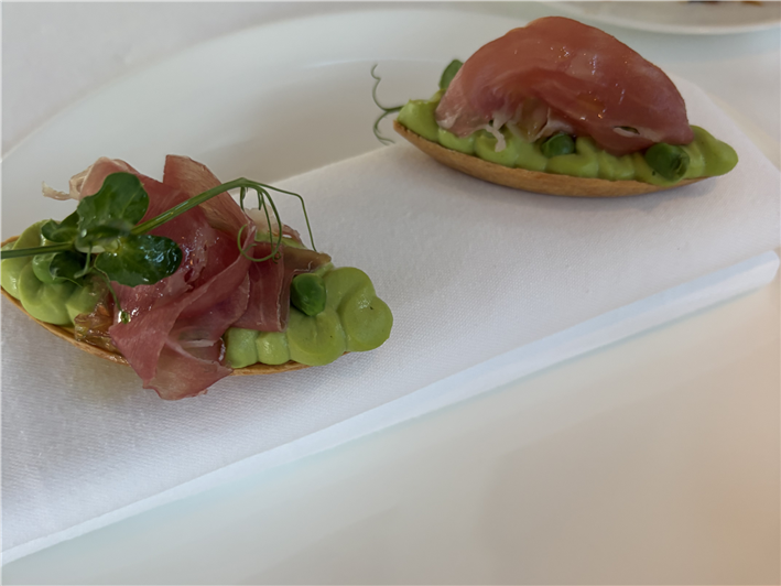 pea and ham canape